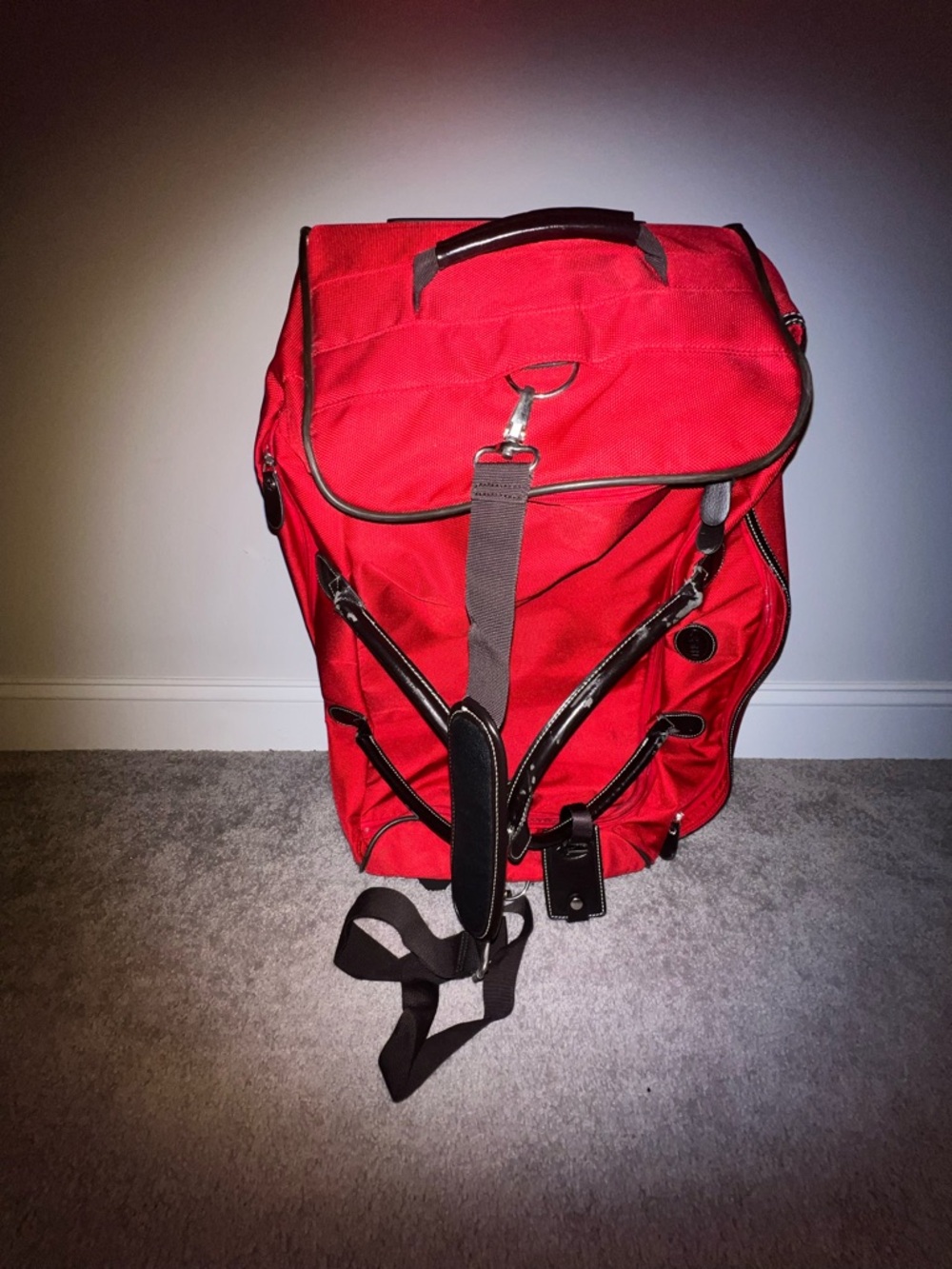 Bric’s Milano Rolling Duffel Suitcase - Red/Brown Leather
